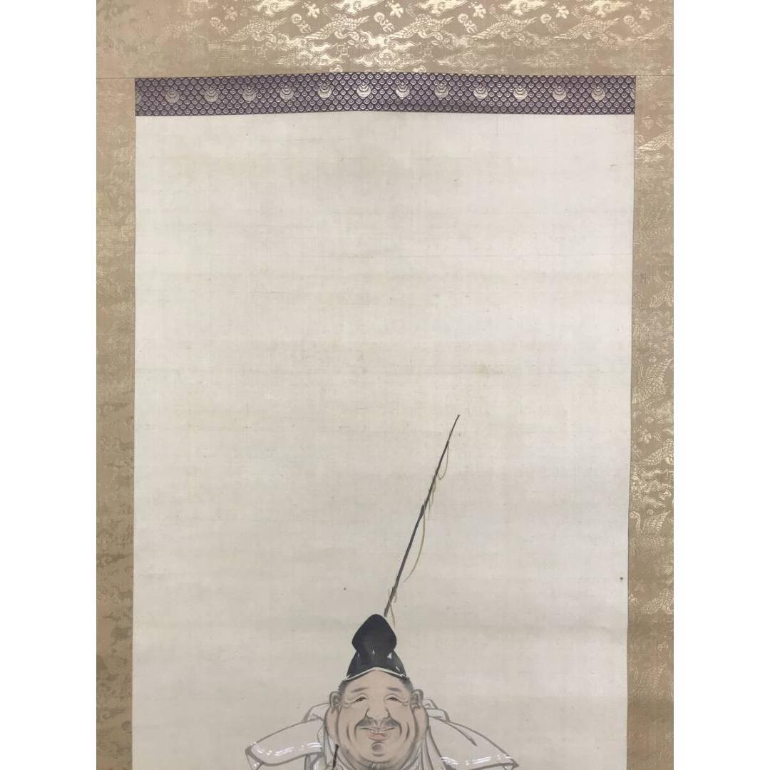 真作/長谷川玉峰/恵比須図/人物図/祝掛軸/正月掛軸/掛軸☆宝船☆AK-290
