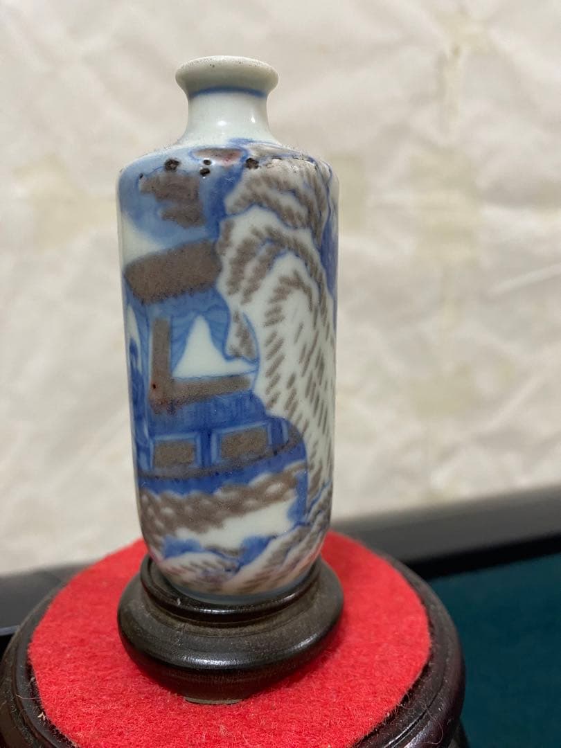 鼻煙壼 青花釉裏紅 清時代 康熙年製 唐物