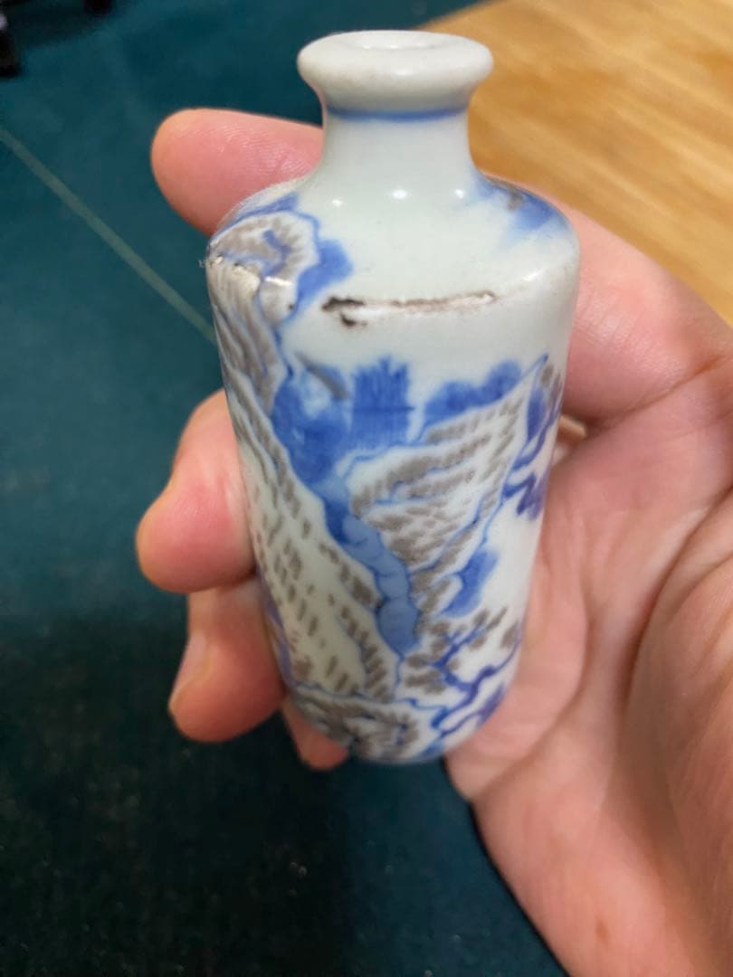 鼻煙壼 青花釉裏紅 清時代 康熙年製 唐物