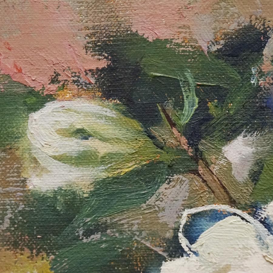 寺井重三『梔子』4号 静物画 油彩 油絵 絵画 肉筆 額装 美術品