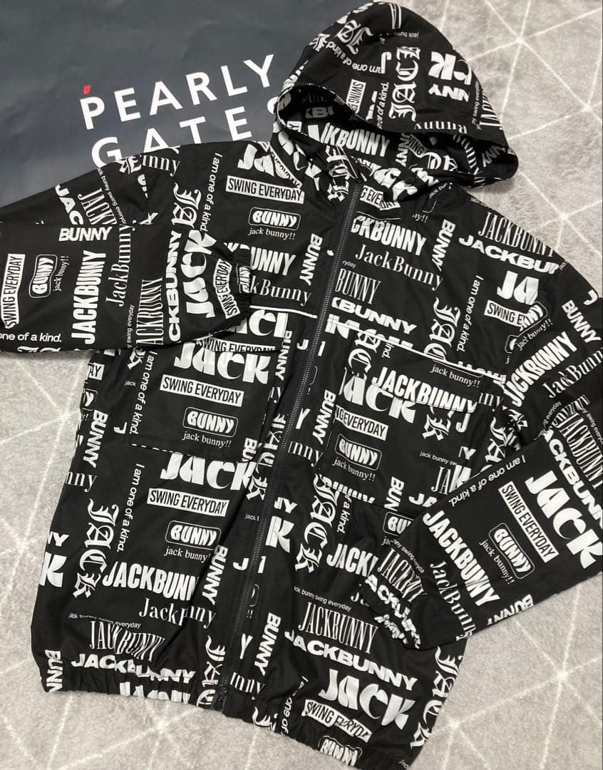 新品 パーリーゲイツ ジャックバニー ストレッチマルチロゴブルゾン(6)LL/黒