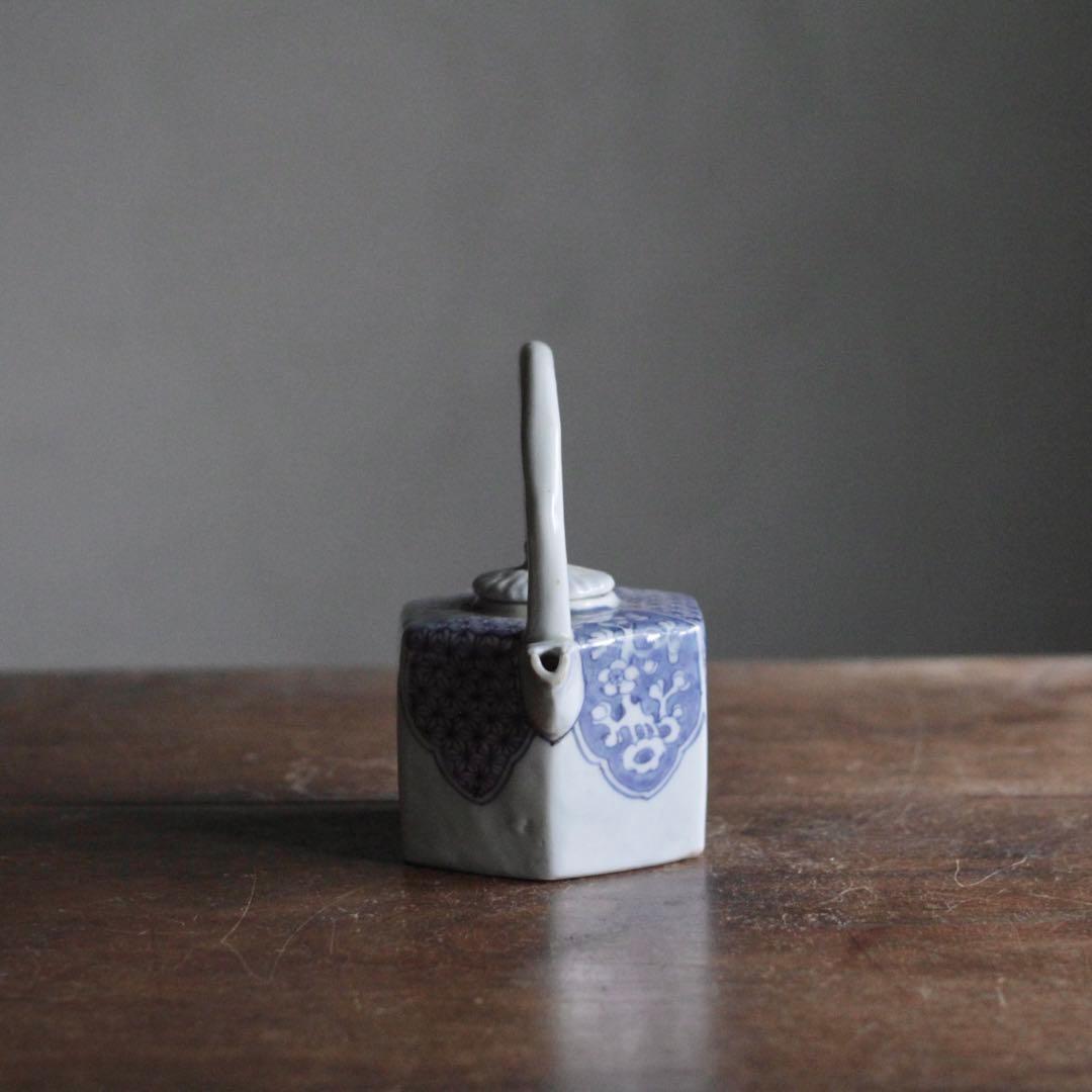 平戸焼 染付 面取 六角 水注 酒次 古美術 古道具 アンティーク 煎茶道具