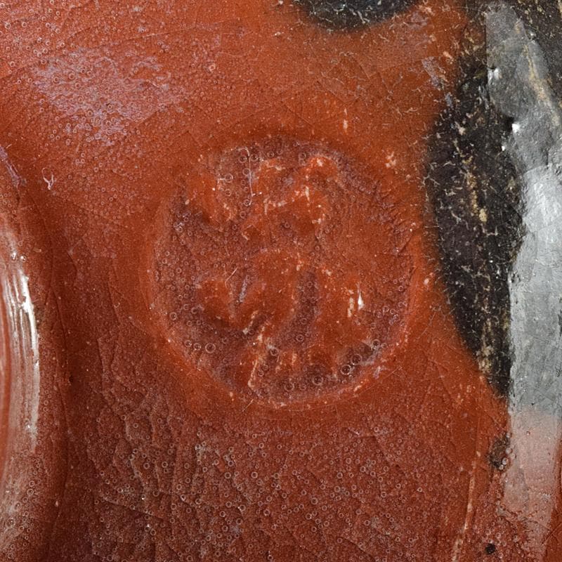 茶道具　楽焼　佐々木松楽造　赤楽茶碗　共箱　C　R8673