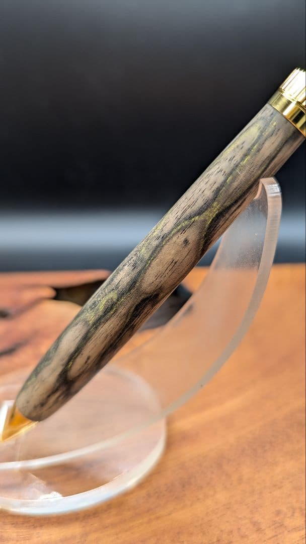 601超極上　黒柿孔雀杢　木軸シャーペン　ボールペン