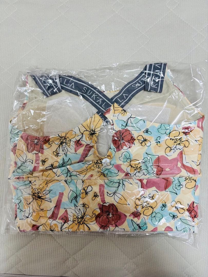 【SUKALA】ミックスフラワークロスロゴブラトップ　イエローオレンジ　L