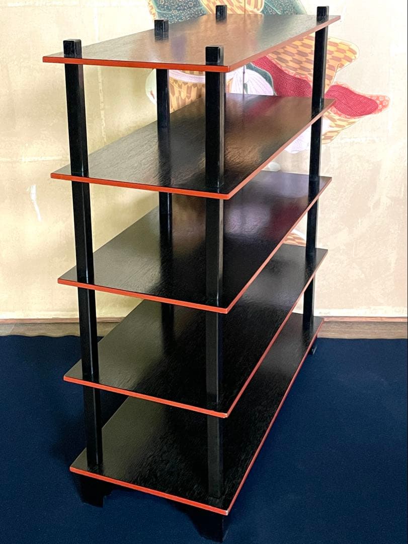 【美品】「母」 水谷棚 配膳棚 五段木製棚 懐石道具 水屋道具 茶道具 （F1）