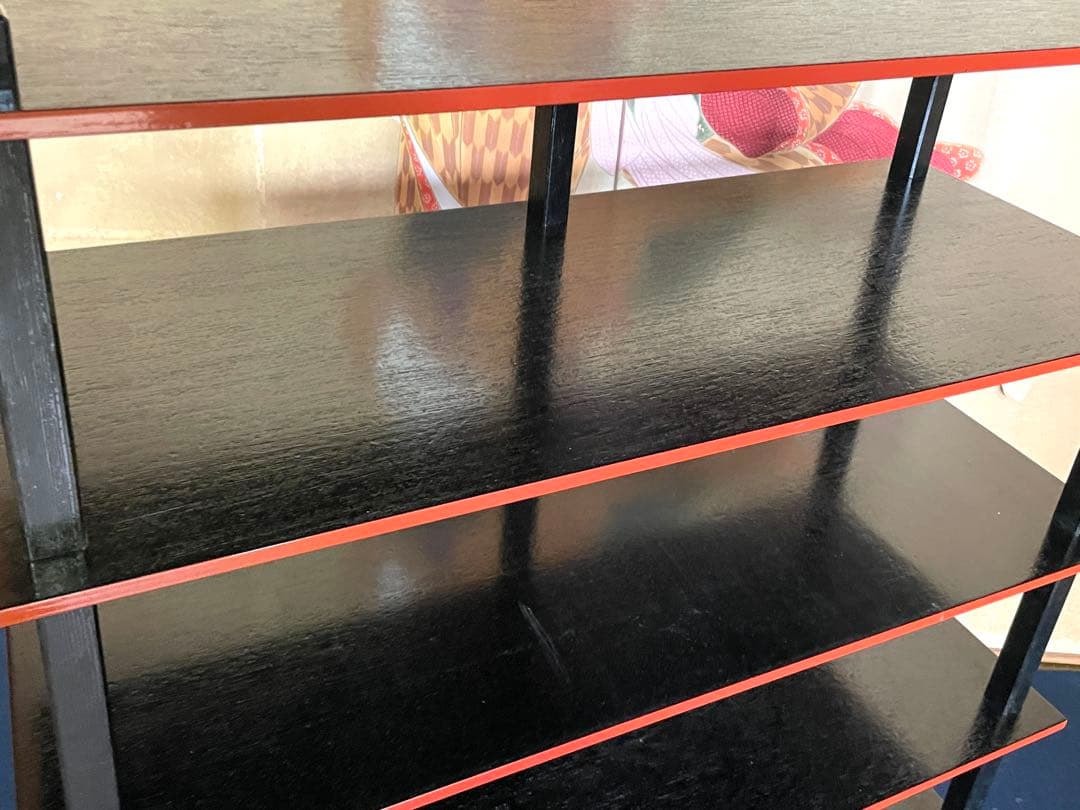 【美品】「母」 水谷棚 配膳棚 五段木製棚 懐石道具 水屋道具 茶道具 （F1）