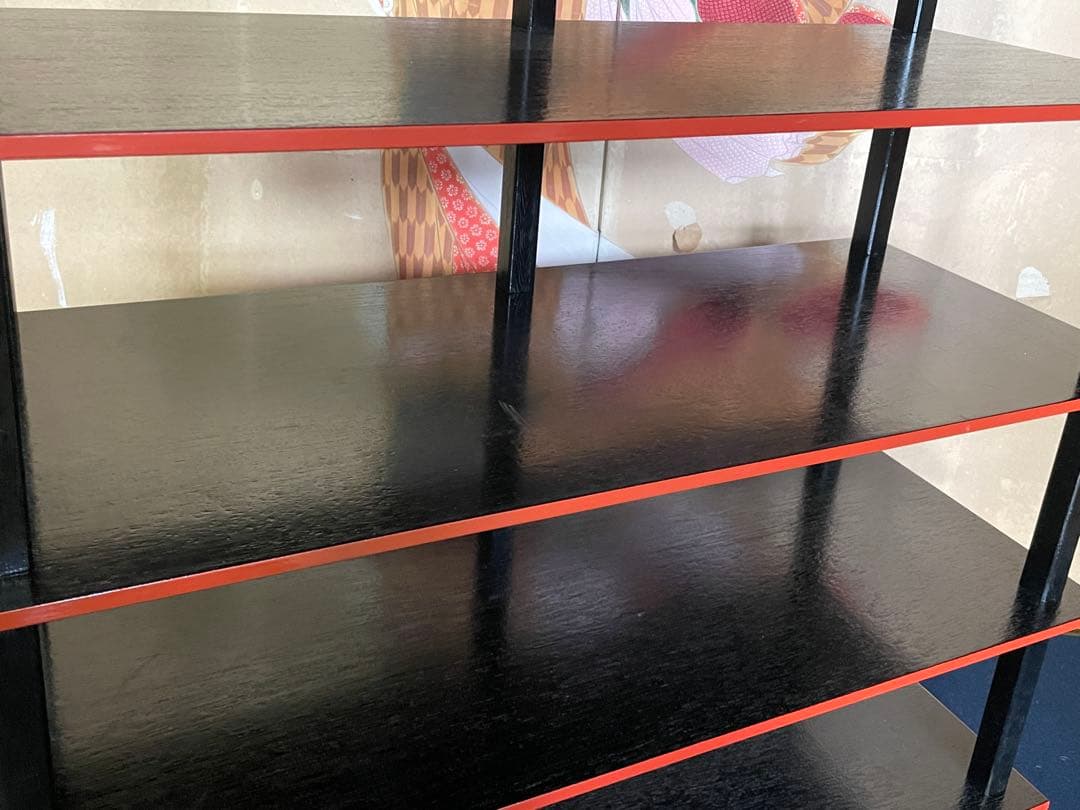 【美品】「母」 水谷棚 配膳棚 五段木製棚 懐石道具 水屋道具 茶道具 （F1）