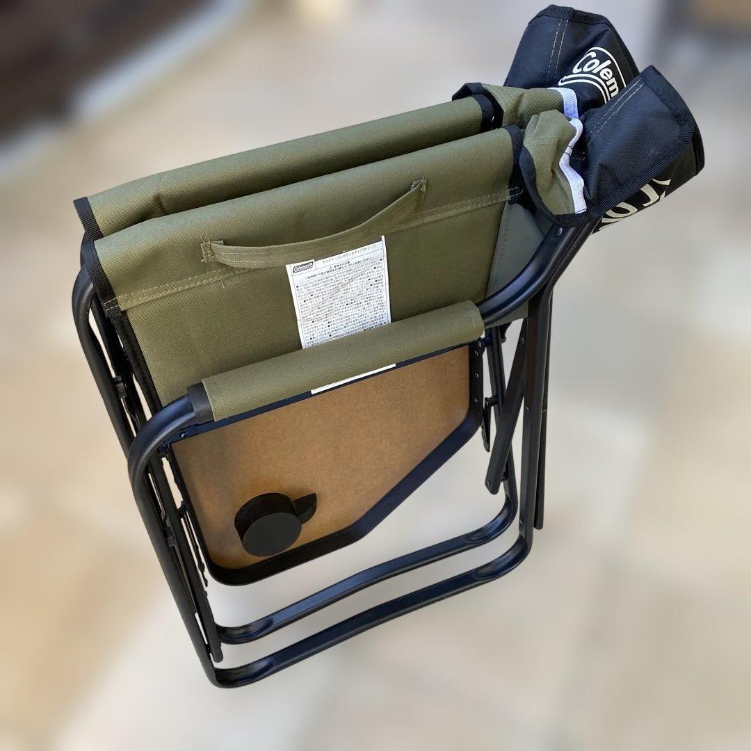 コールマン（Coleman）サイドテーブル付デッキチェア（オリーブ）2脚セット