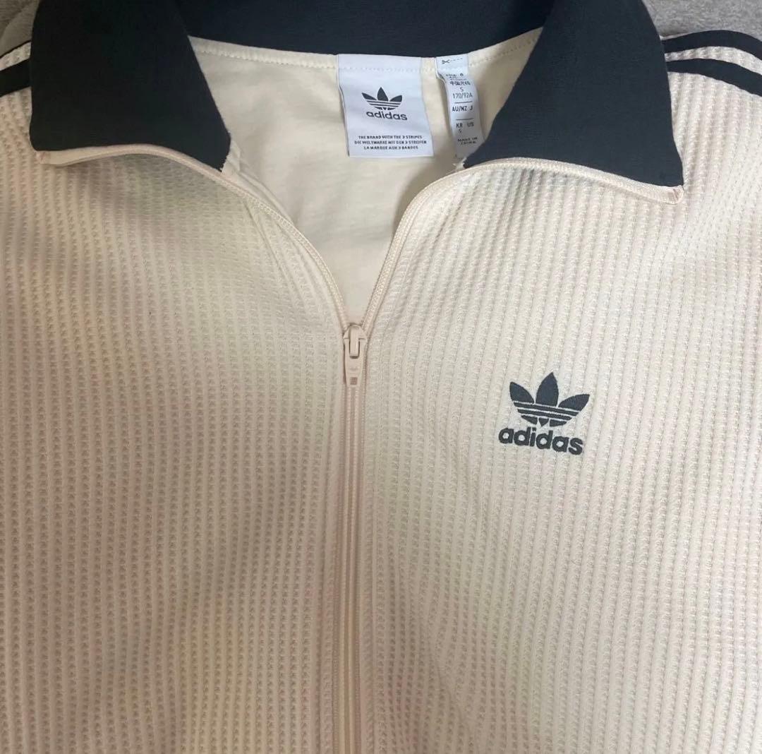 adidas ワッフル トラックジャケット ホワイト　ベージュ ブラック S