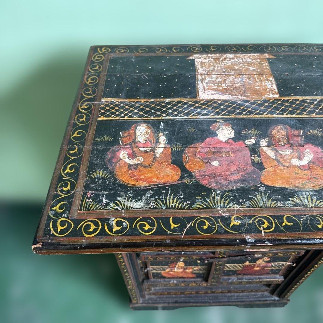 k*u様 ★インド 手描き装飾の木製タンス キャビネット 家具 アンティーク 格