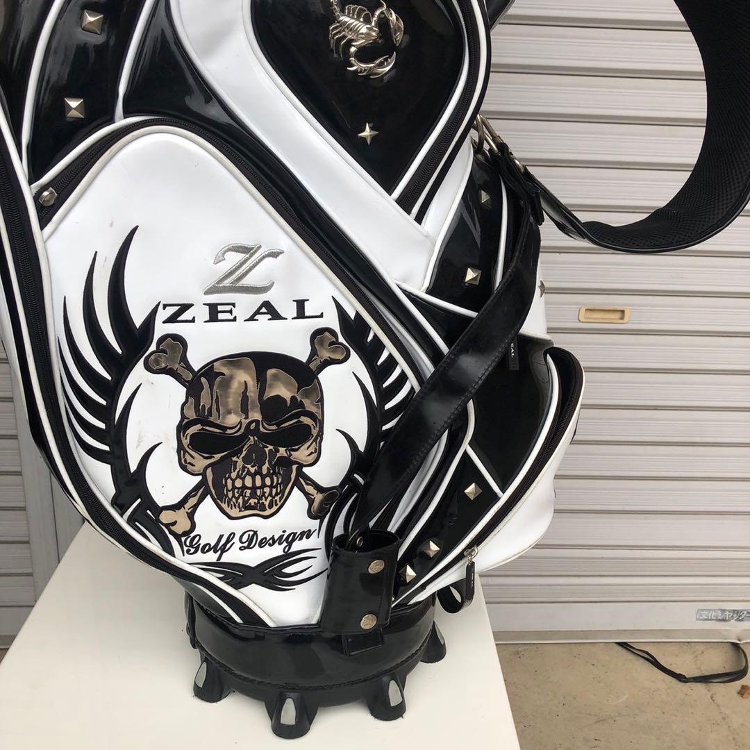 ゴルフバッグ キャディバッグ ZEAL ジール スカル 合成皮革 エナメル