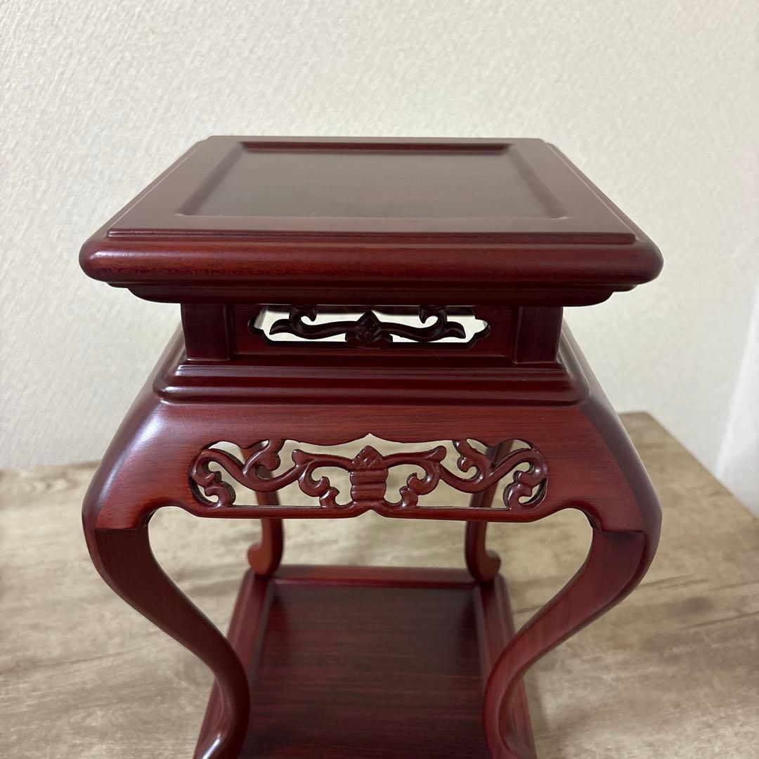 高級唐木花台　透かし彫り　紫檀　盆栽花台　懸崖花台　　加藤工芸ランプ　計2点