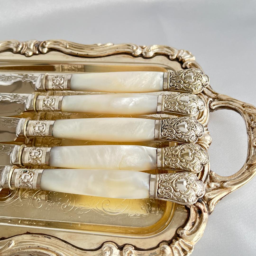 【英国】【白蝶貝】ロココのカトラリーセット ナイフ/フォーク 10本