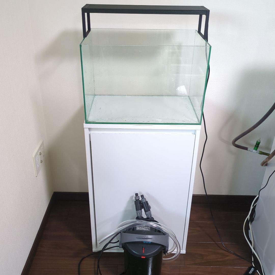 tkm　ガラス水槽とEHEIMフィルターセット　キャビネットつき