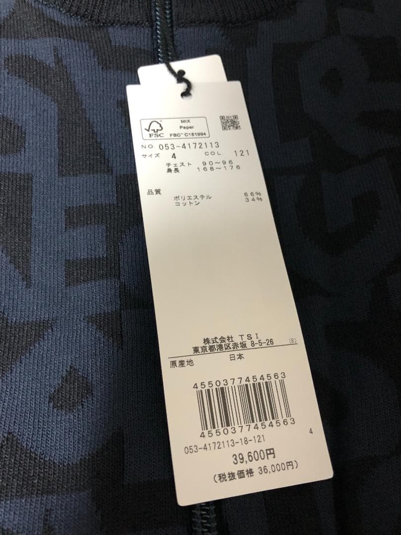 未使用 タグ付 パーリーゲイツ 長袖ジップPGロゴセーター 4 M 紺 ネイビー