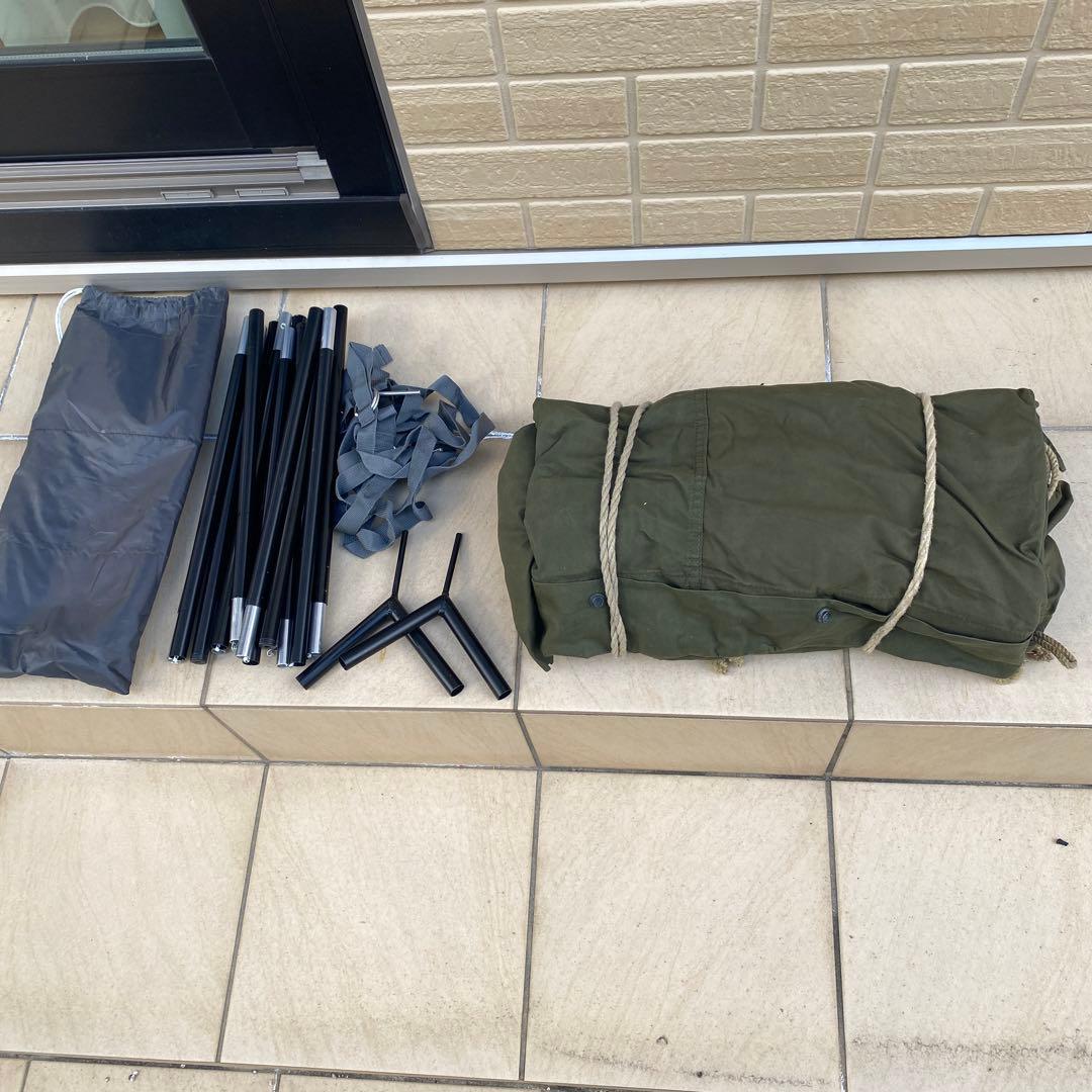 パップテントUS ファスナー加工、二又キット付き。