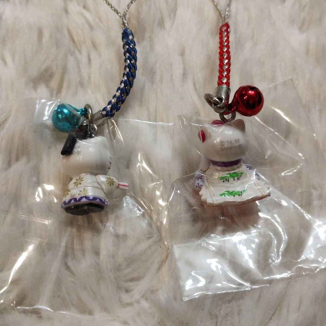 ご当地キティ 京都限定 源氏物語 根付けストラップ 2つセット レア 2005