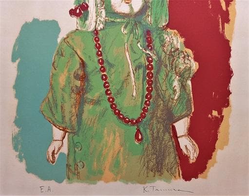 田村孝之介 「フランス人形」 昭和53年石版のオリジナル作品　真作