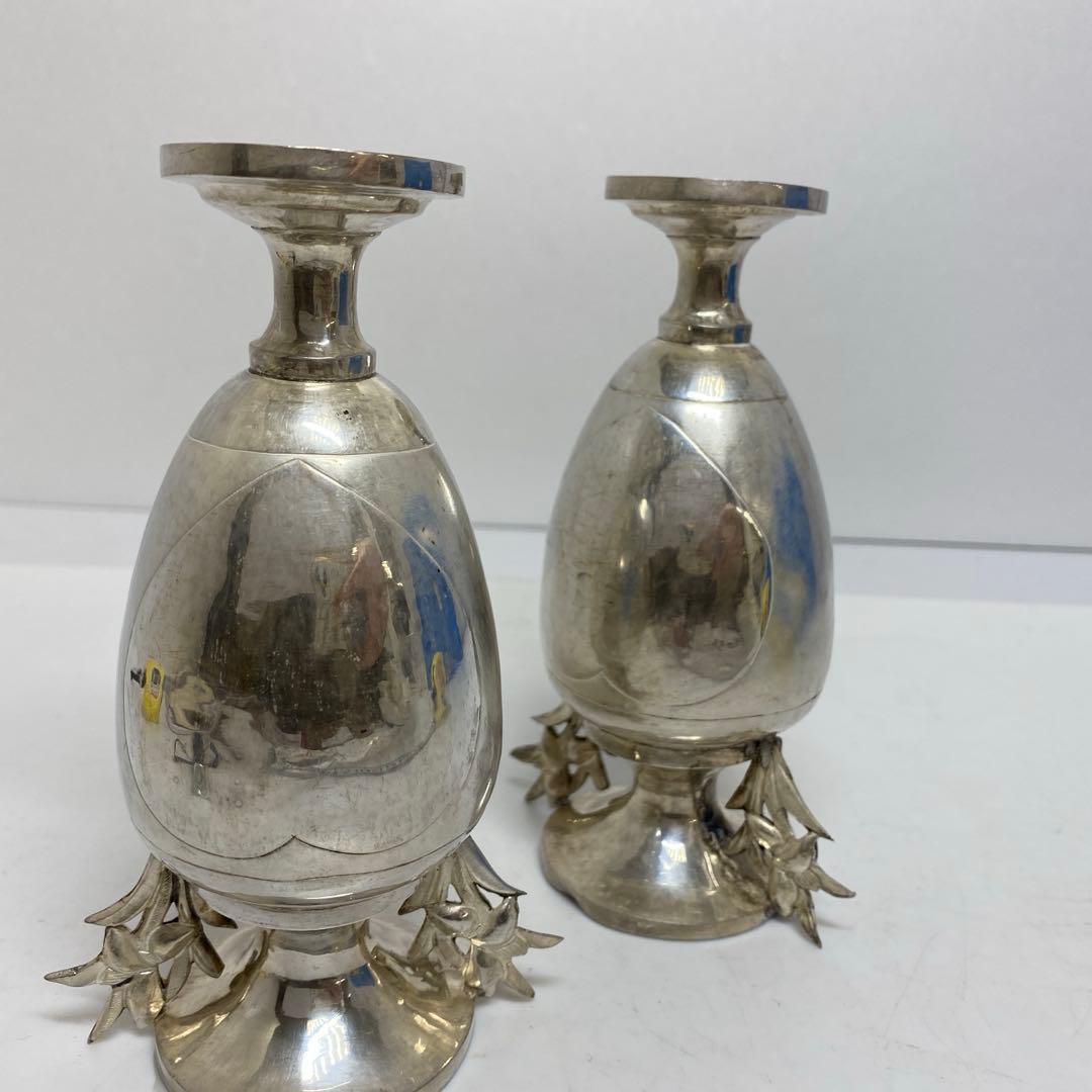 中国清時代　銀製　花器一対　248g 東さ8-0107☆2F