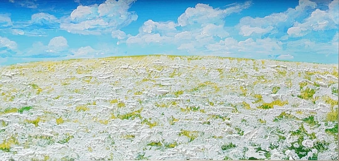 油絵 絵画【白いお花畑】