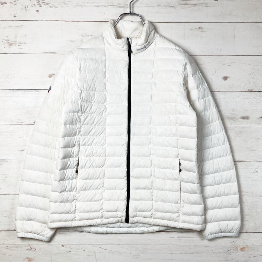 モンベル　ライトダウンジャケット　薄手　ロゴ刺繍　白　L100　12