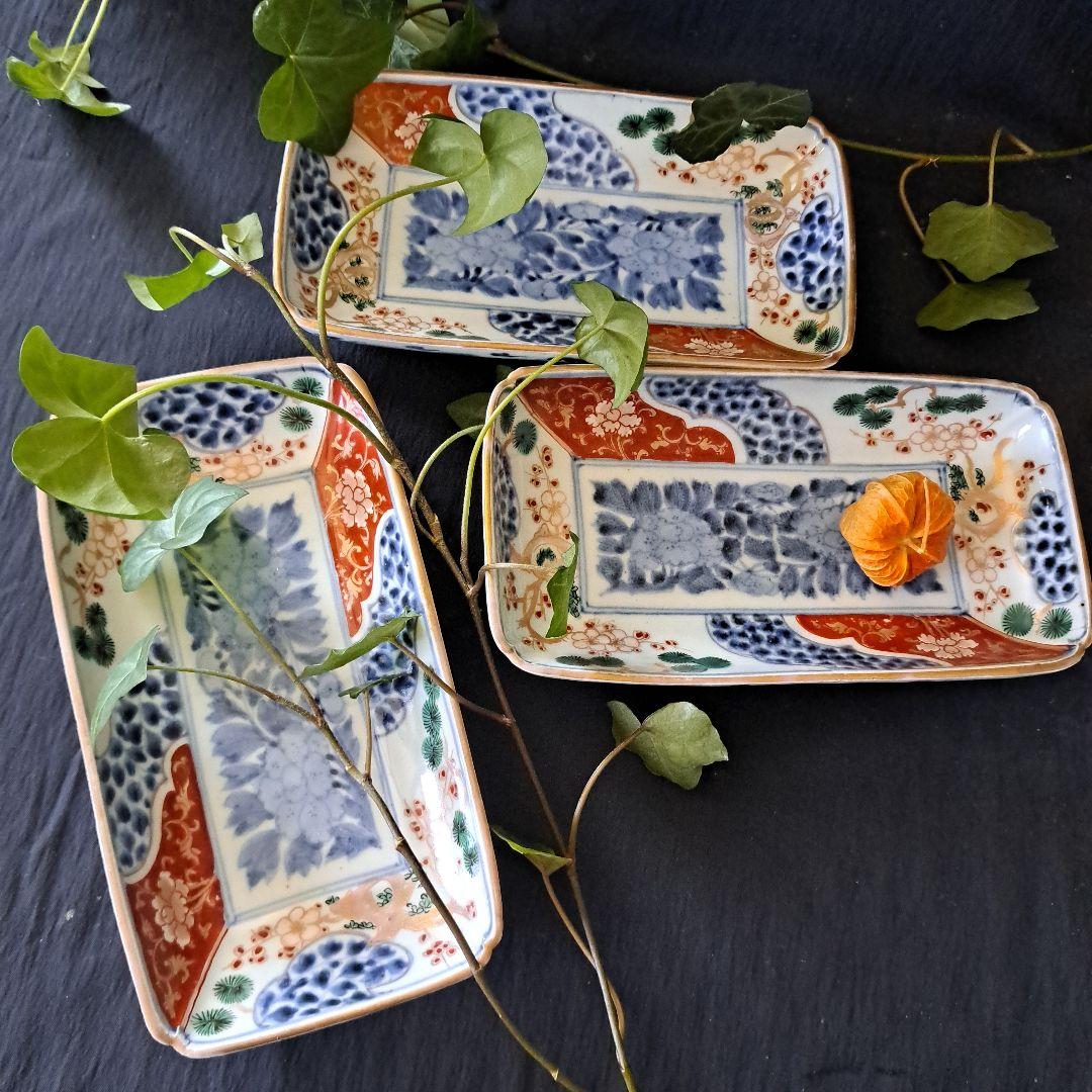 「high level 古伊万里長皿の美！」 色絵皿3客セット 骨董アン