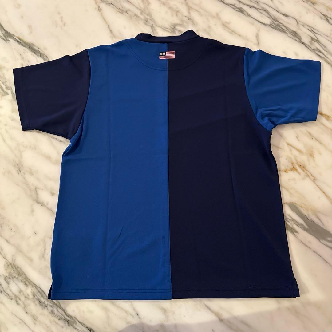 m*c様 美品　ブリーフィングゴルフ パッチワーク モックネックシャツ　ネイビー