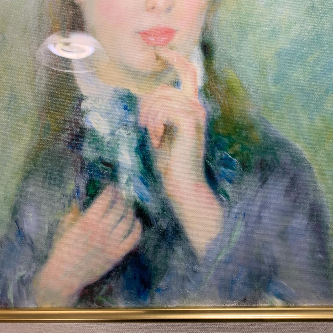 ルノワール 若い娘の肖像 油絵直筆仕上げ　ゴールド額縁 複製画