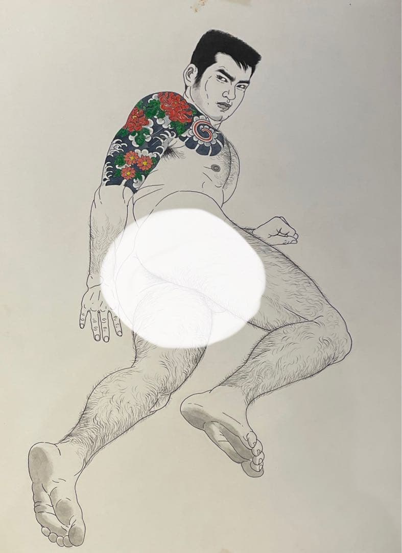 三島剛　 若者　直筆画　真作　Go Mishima 薔薇族