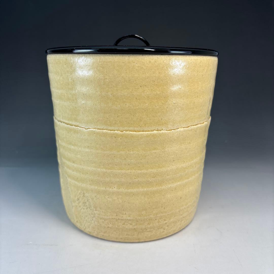 【茶道具】中村秋峰造　黄瀬戸棒ノ先水指（共箱）★送料込★