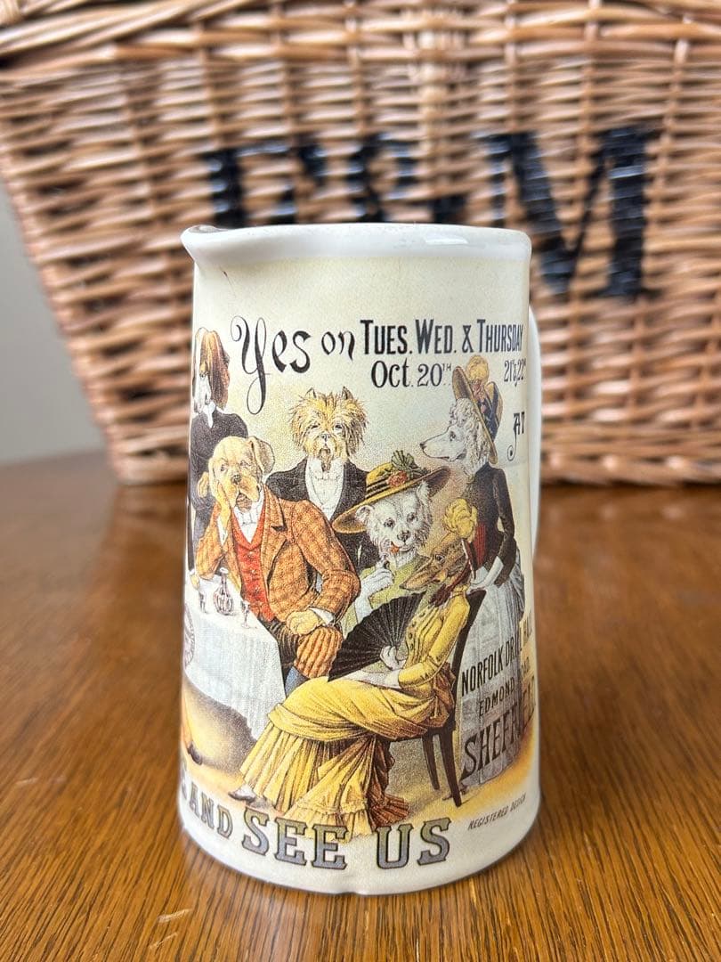 英国ヴィンテージ　スタッフォードシャーポタリー　ドッグショー　犬　ジャグ　水差し