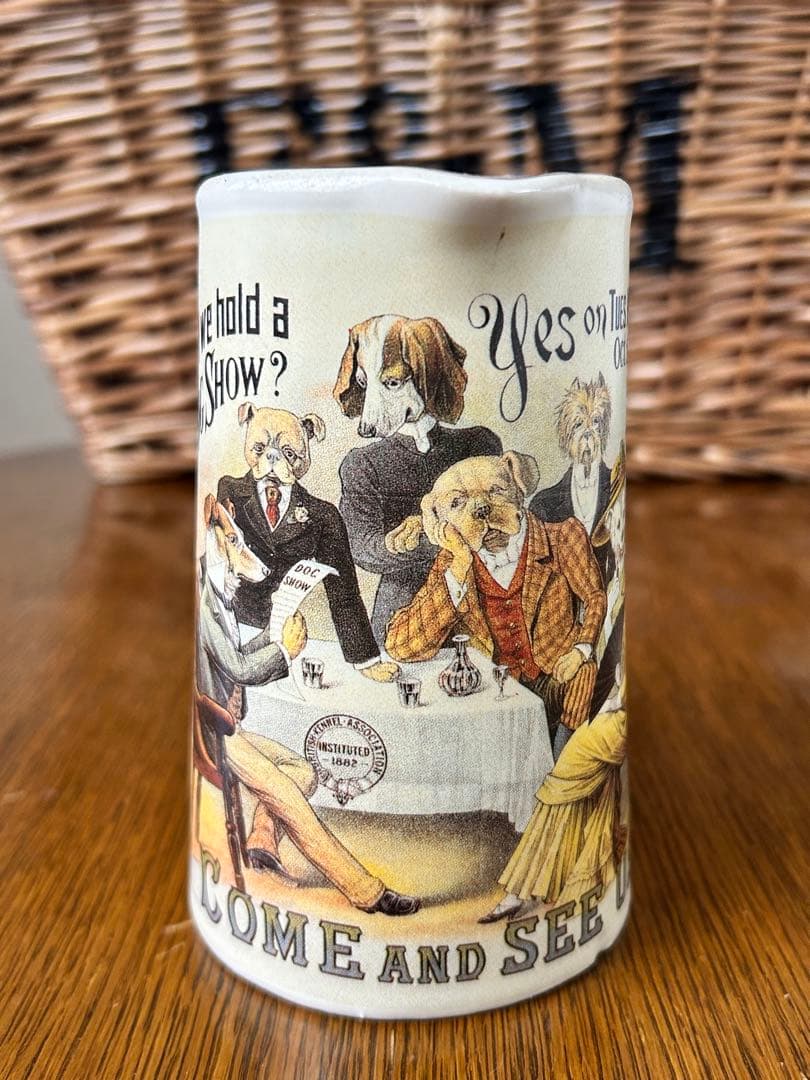 英国ヴィンテージ　スタッフォードシャーポタリー　ドッグショー　犬　ジャグ　水差し