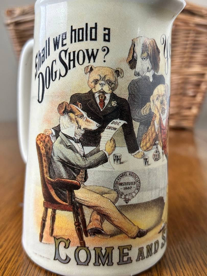 英国ヴィンテージ　スタッフォードシャーポタリー　ドッグショー　犬　ジャグ　水差し