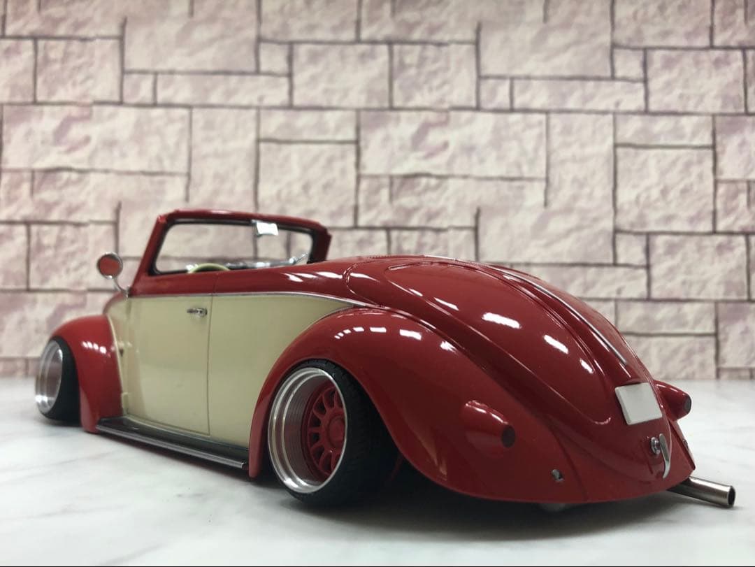 1/18ミニカー　ワーゲンビートル深リムカスタム　V字竹槍マフラー