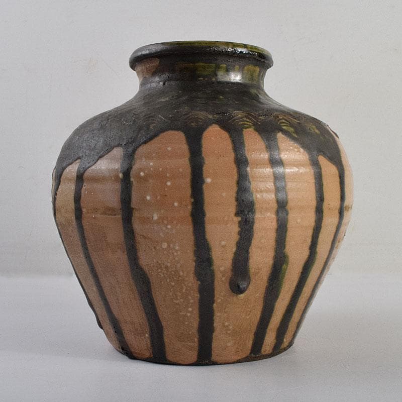 北大路魯山人作　織部焼　壷　時代箱　M　R9375H