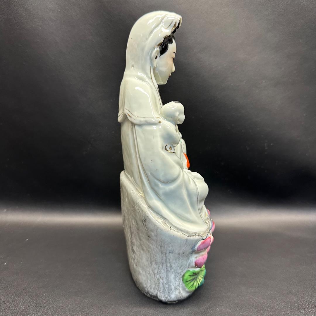 ♡Ec右1012 中国九江人形 子安観音菩薩 中国美術 ヴィンテージ 仏教