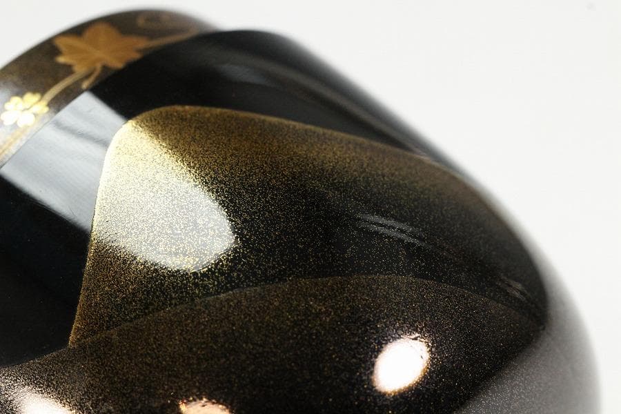 茶道具 遠山蒔絵 内縁 雲錦蒔絵 大棗 山下泰園作 共箱 美品(K-LC704)