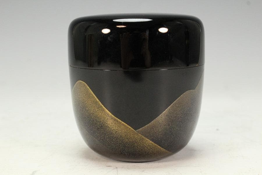 茶道具 遠山蒔絵 内縁 雲錦蒔絵 大棗 山下泰園作 共箱 美品(K-LC704)