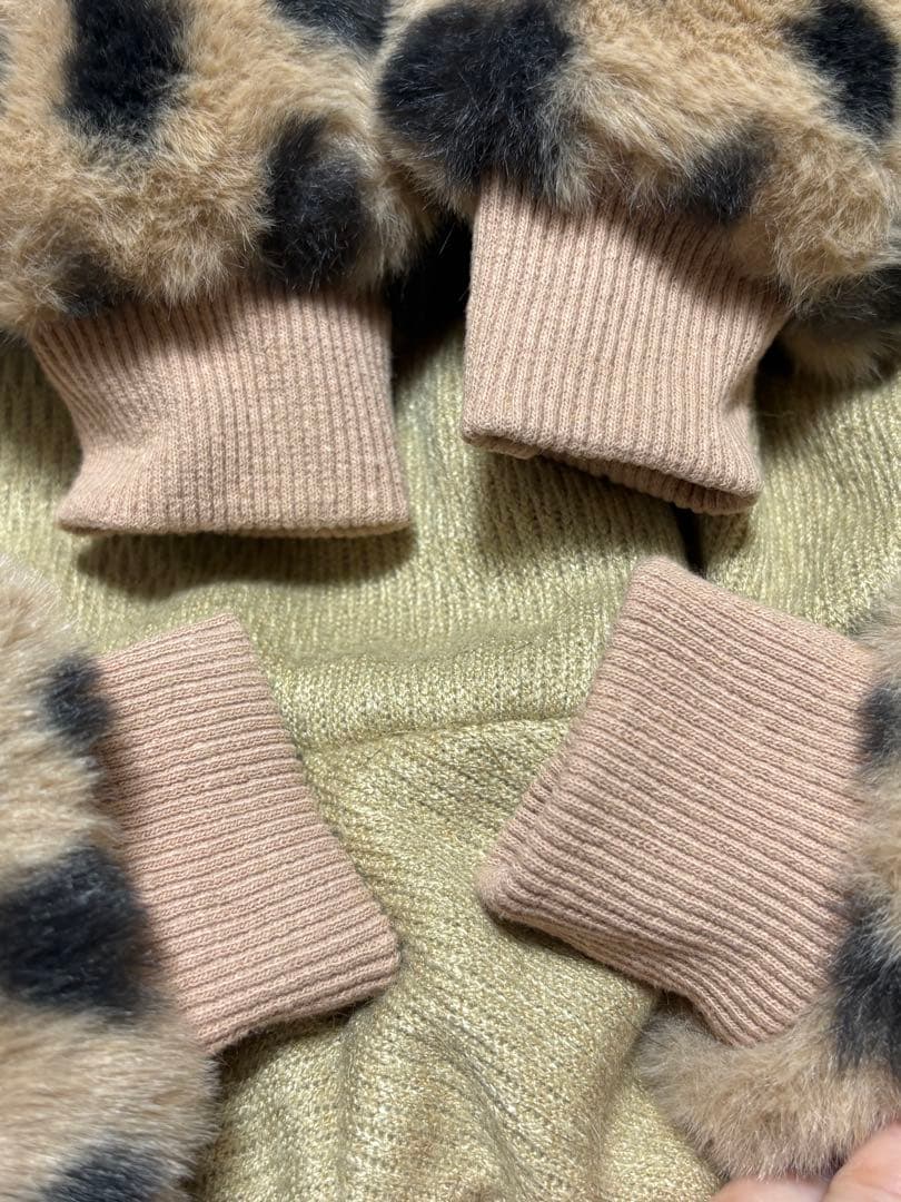 USHH:エコファーレオパードロンパース:ブラウン サイズ：S