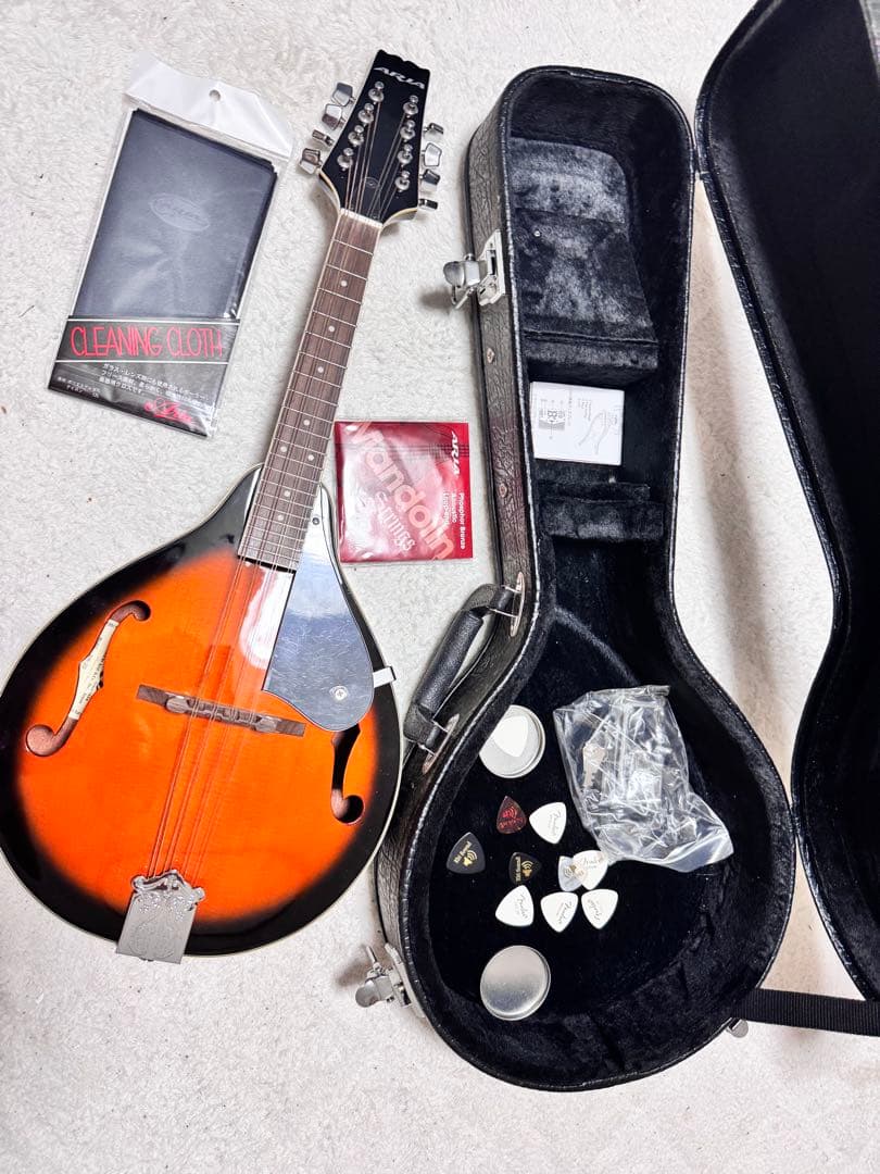 【超美品】Aria AM-20 フラットマンドリン超美品　専用ハードケース 楽器