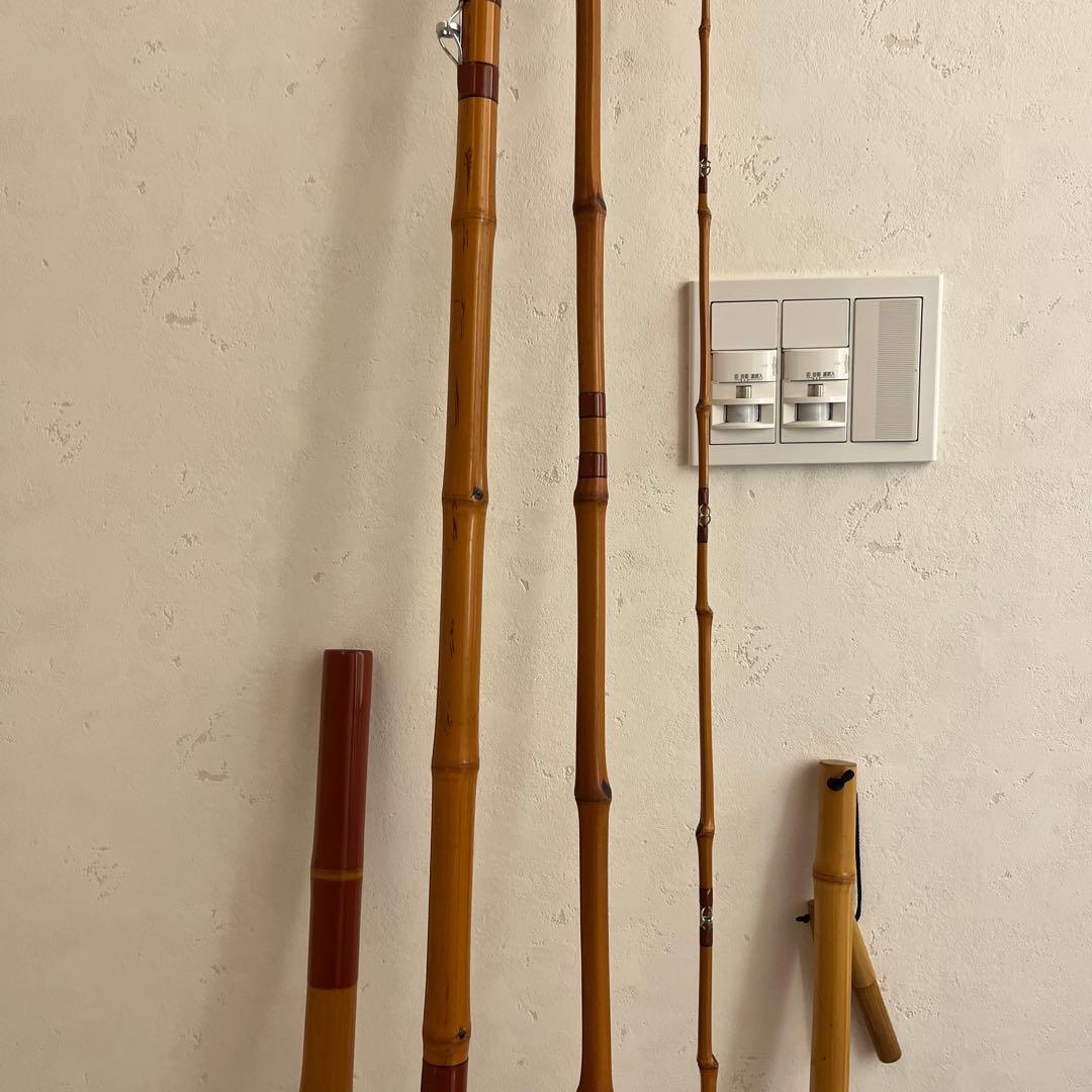 石鯛和竿　竿敏作　３本半継ぎ竹竿　石鯛竿
