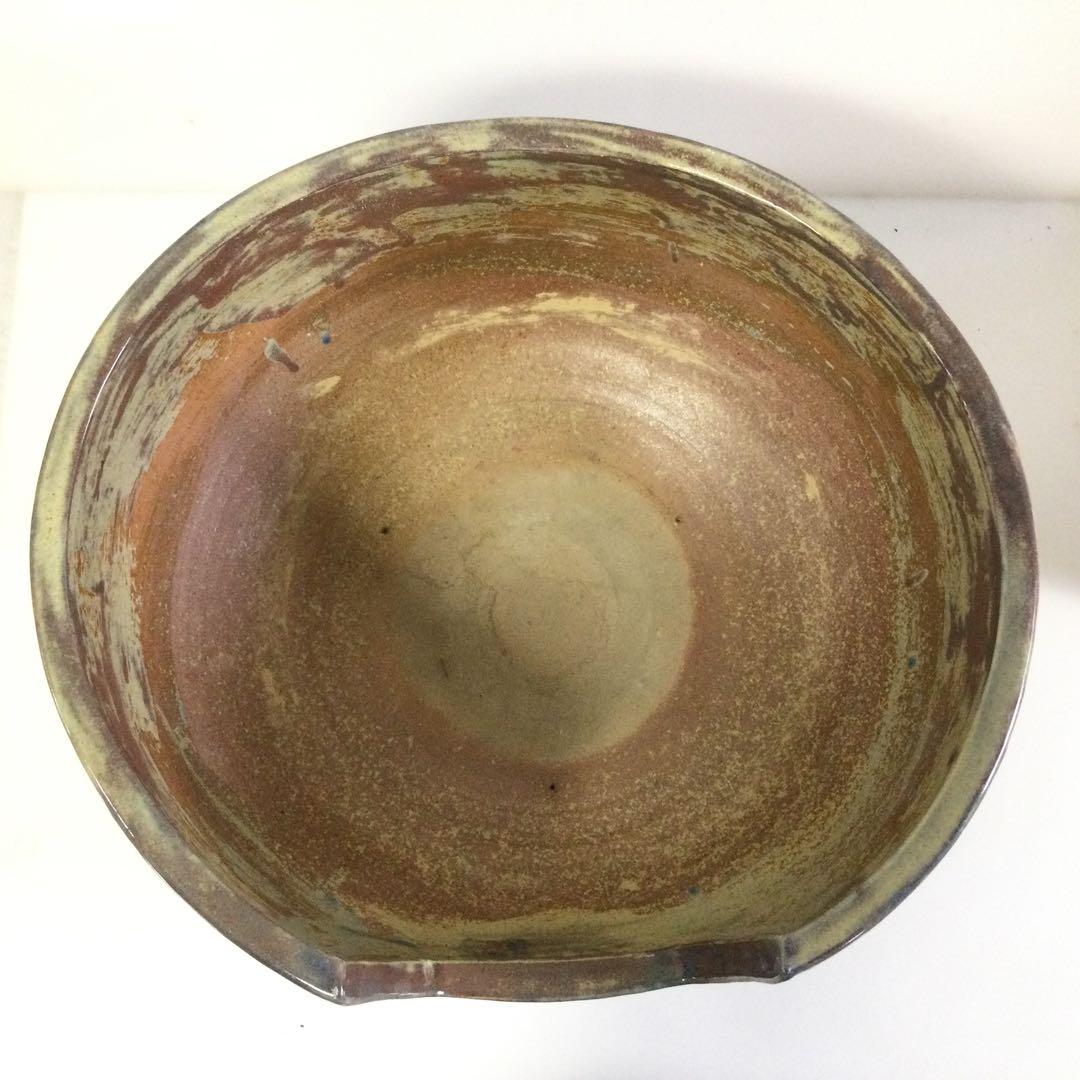 風炉火鉢 焼物 陶印有 底瓦付 茶道具 L194