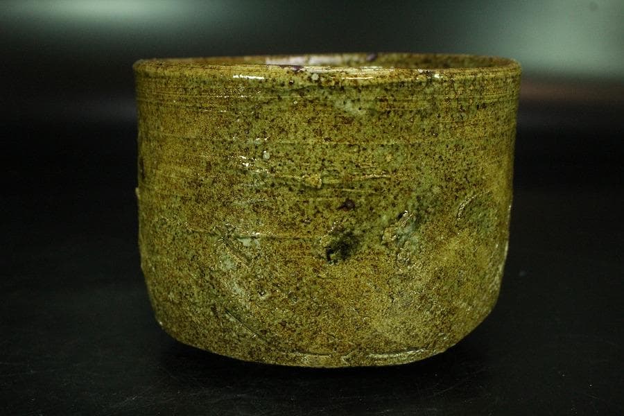 茶道具 古信楽 筒茶碗 釜印 時代箱(K-A219)