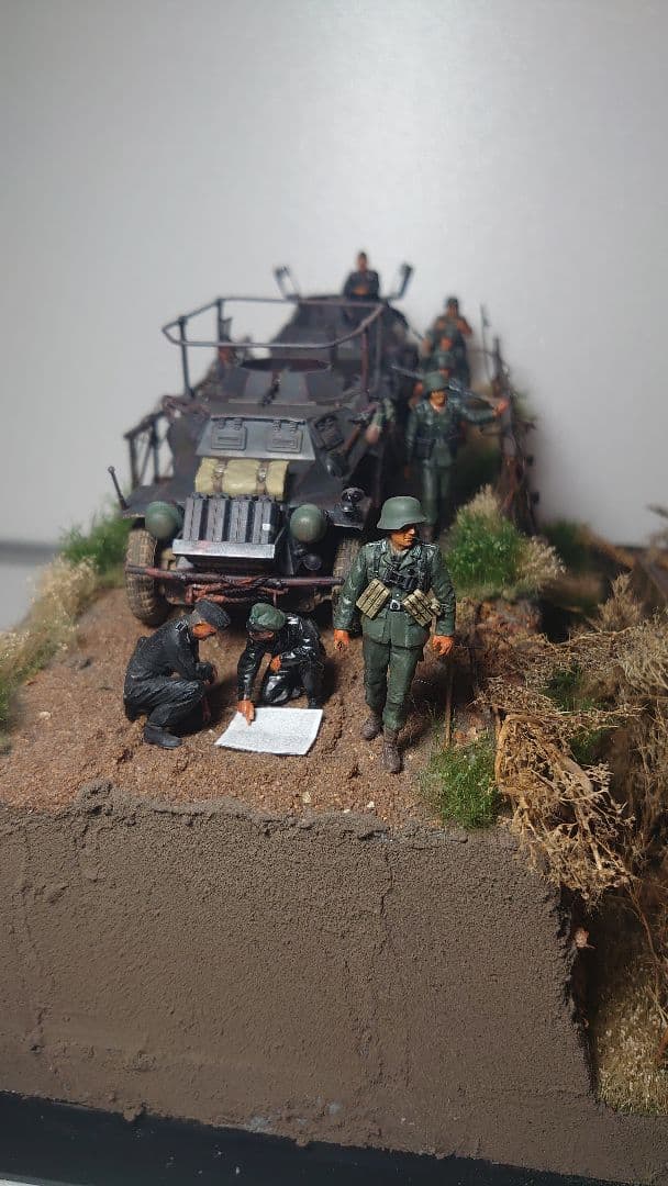 1/35 タミヤ ドイツ軍 タイガー戦車 ワーゲン ジオラマ 完成品