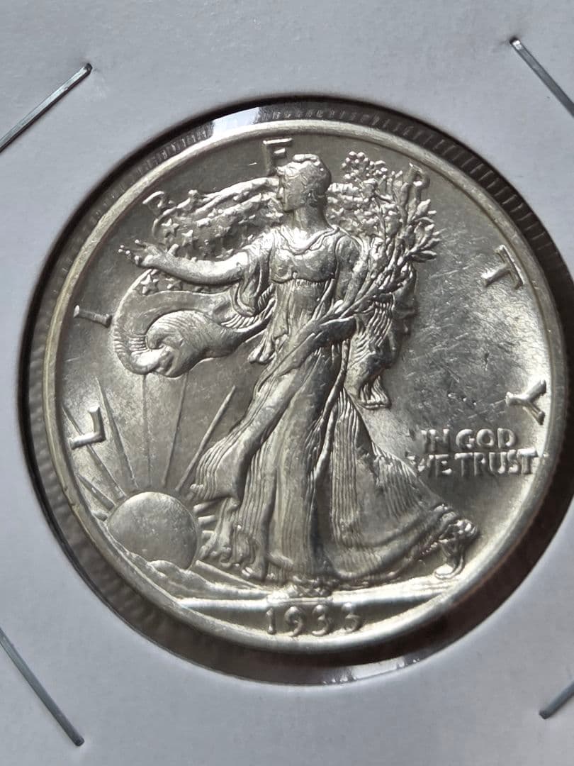 (稀少年号)アメリカ　ウォーキング リバティ 50セント銀貨　1933 S