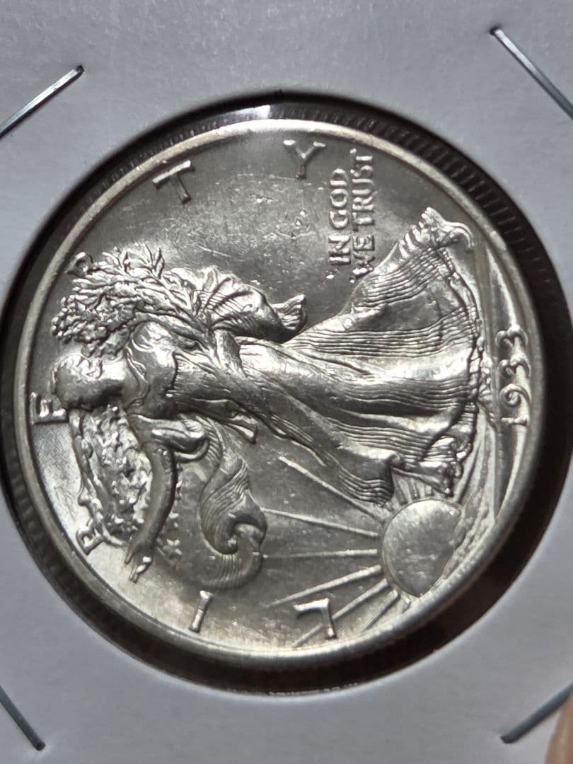 (稀少年号)アメリカ　ウォーキング リバティ 50セント銀貨　1933 S