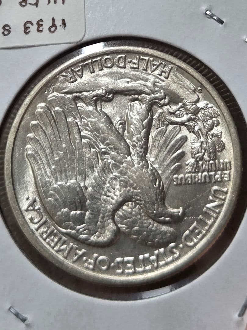 (稀少年号)アメリカ　ウォーキング リバティ 50セント銀貨　1933 S
