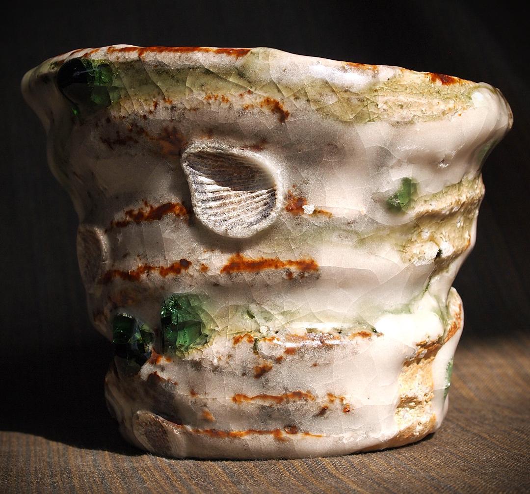 個展作品★村越琢磨【師：梅原武平】志野織部フリーカップＢ★ビードロ