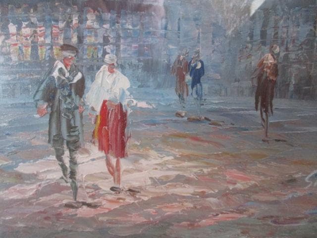 油絵　絵画　額入り　肉筆　風景画　パリ　作者不明　大きい　ガラス込み　F10号